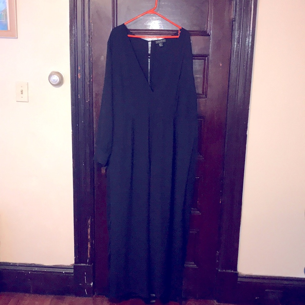 Plus Size Black Deep V Jumpsuit
